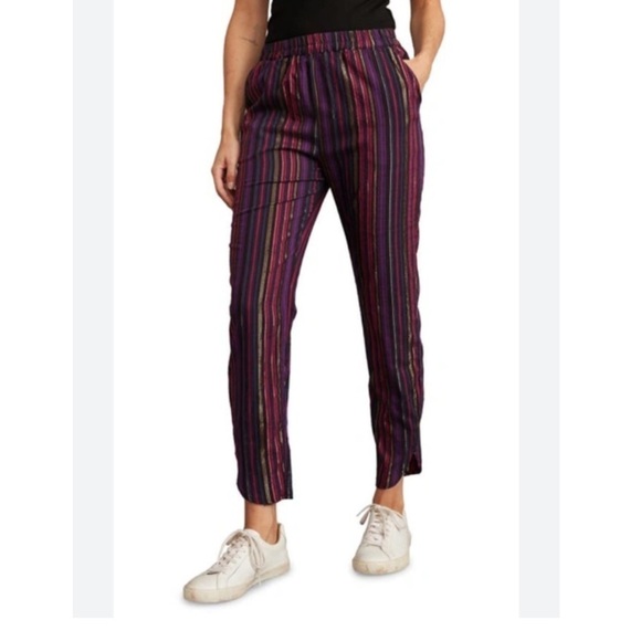 Marine Layer Allison Striped Metallic Pull-On Pants - Picture 1 of 8
